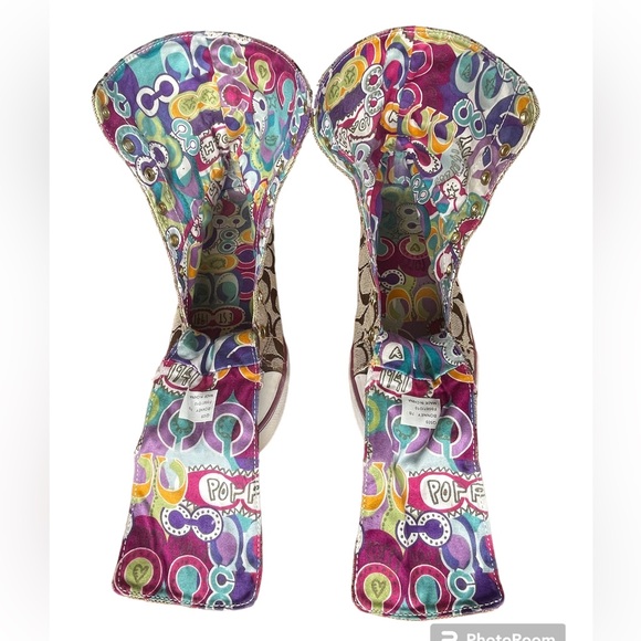 Coach Bonney Poppy high top converse style gold over sneakers Sz7 - Picture 5 of 10